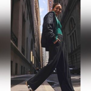 Athleta Pinnacle High Rise Trouser Black Wide-Leg Women's Pants